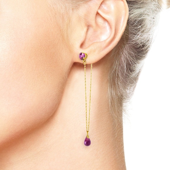 Galaxy Gold Products Jewelry - 14K GOLD CHANDELIER EARRING WITH NATURAL AMETHYSTS